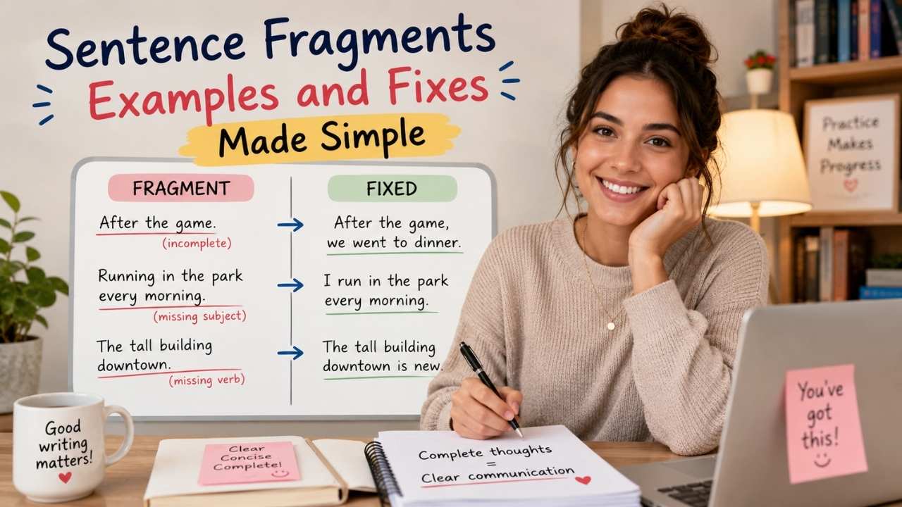 Today, sentence fragments examples and fixes matter more than ever.