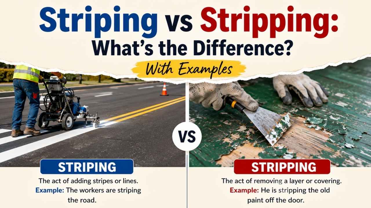 Many people confuse striping vs stripping because the words look and sound similar.