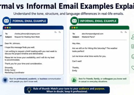 As a result, people often search for formal vs informal email examples to understand what changes between the two styles.