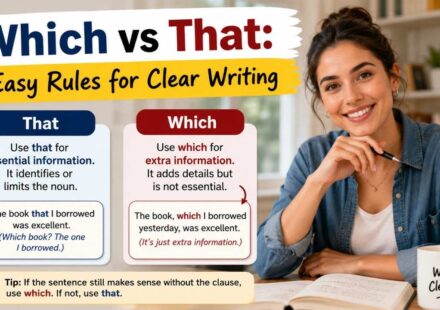 Many English learners struggle with which vs that because both words introduce extra information in a sentence.