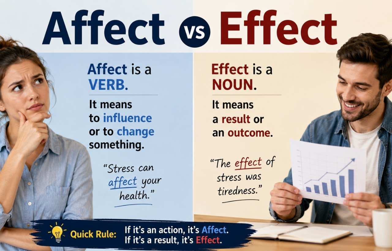 Many English learners and native speakers struggle with affect vs effect because the words sound similar and often appear in related situations.