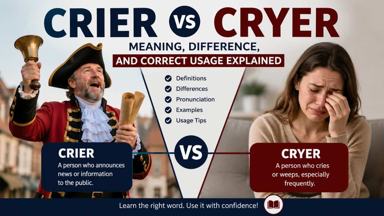 Crier vs cryer is a common spelling confusion because both words look and sound almost identical.