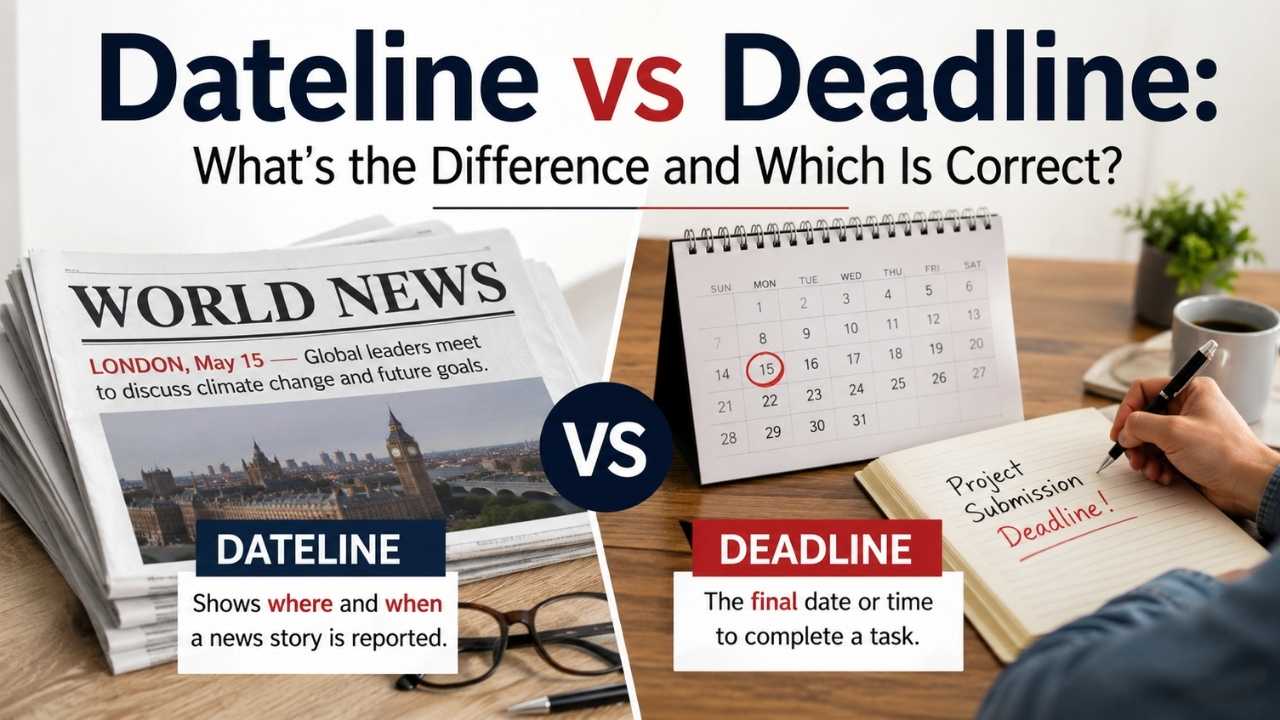 Many people confuse dateline vs deadline because the two words look alike and both relate to dates and written communication.