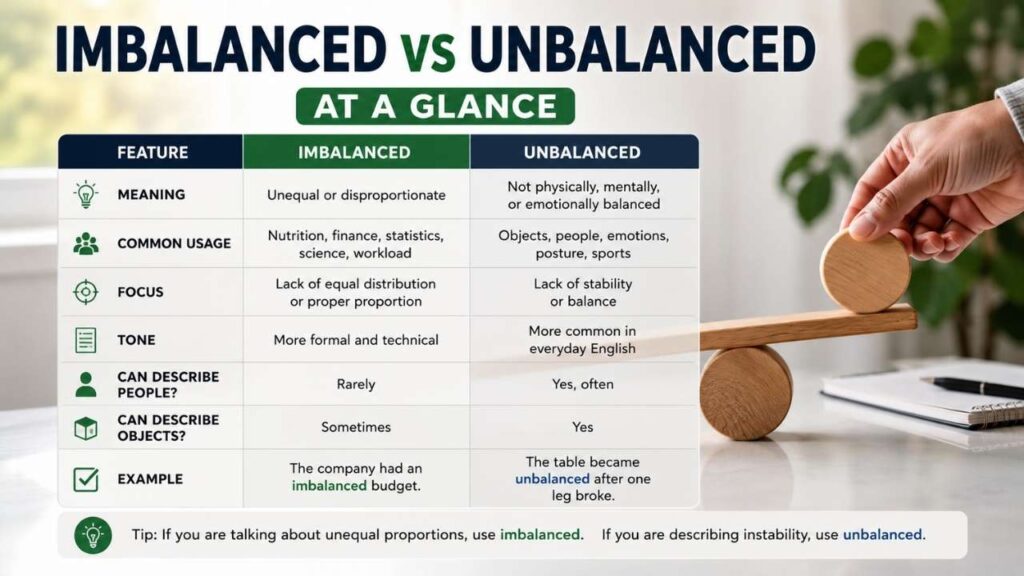 Imbalanced vs Unbalanced at a Glance