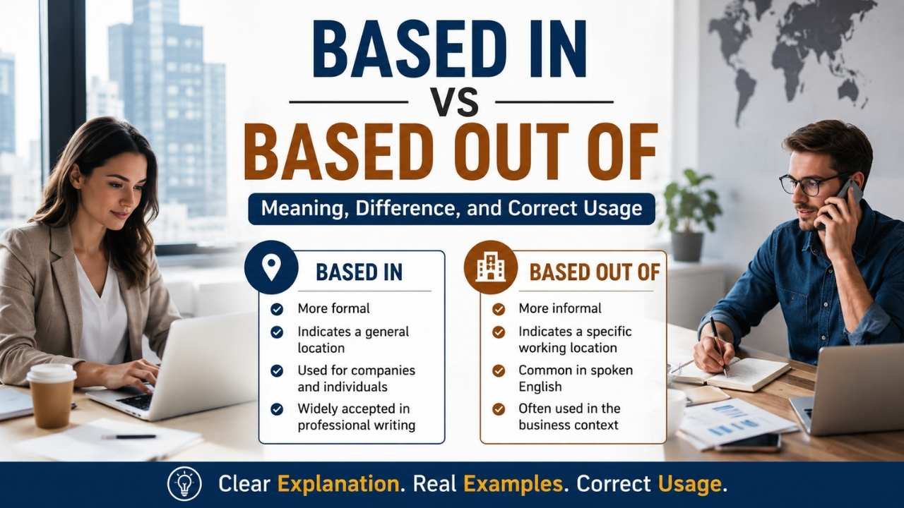 Because of this, people often search for based in vs based out of meaning and try to understand which phrase is correct.