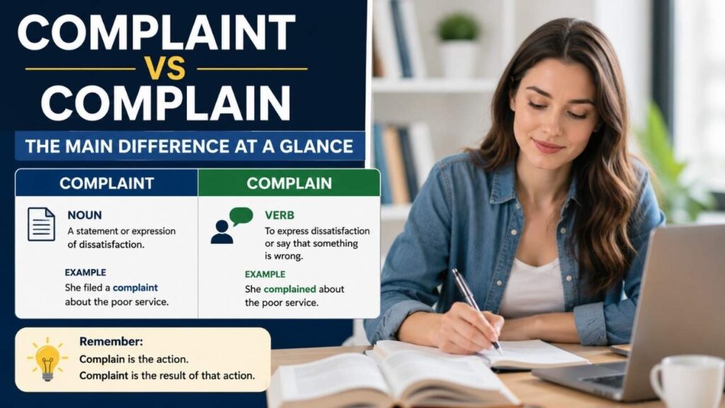 Complaint vs Complain: The Main Difference at a Glance