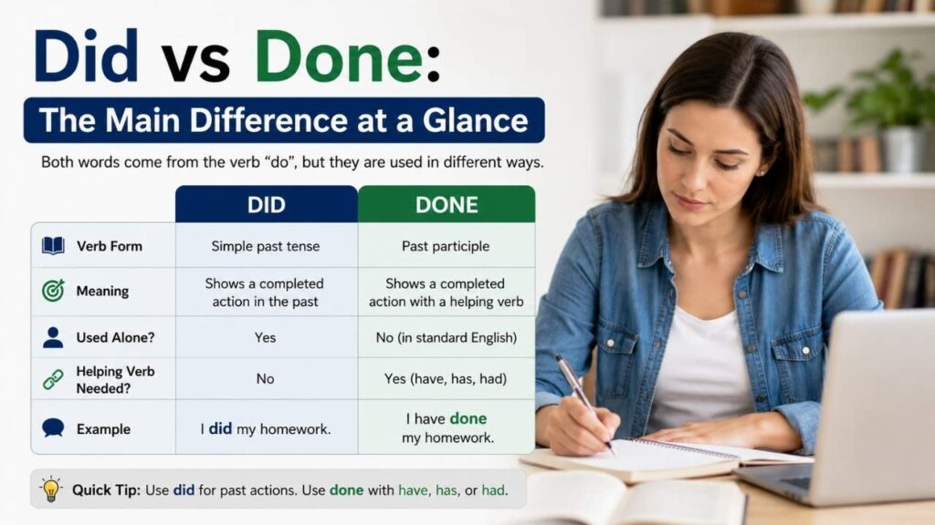 Did vs Done: The Main Difference at a Glance