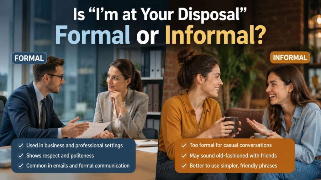 Is "I'm at Your Disposal" Formal or Informal?