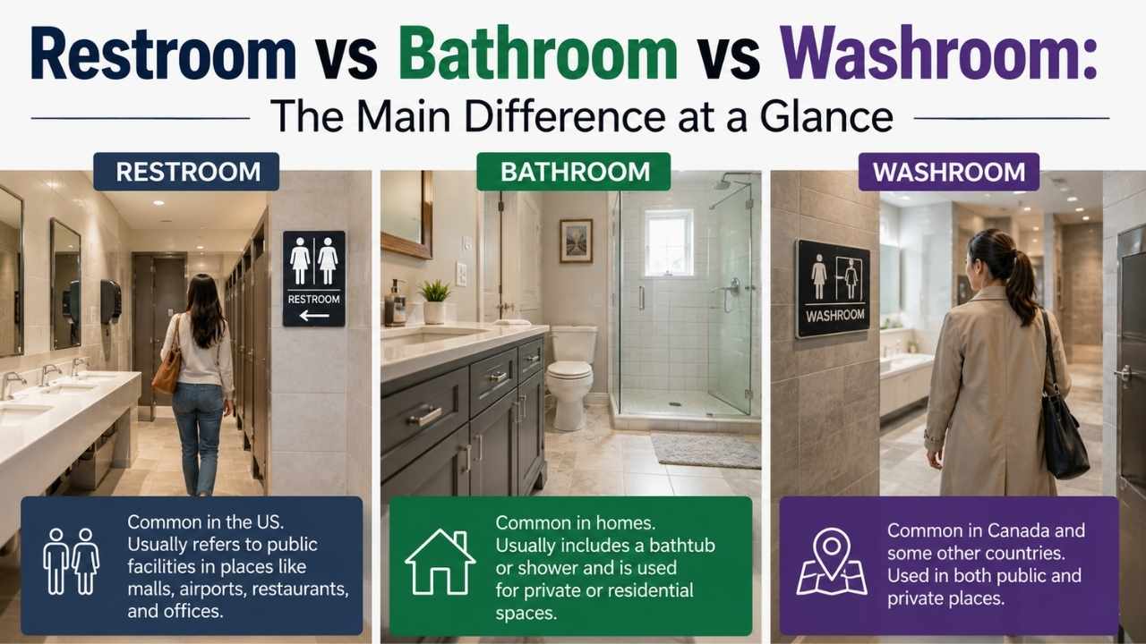 The difference between Restroom vs Bathroom often depends on the location, culture, and even the type of English vocabulary people use. 
