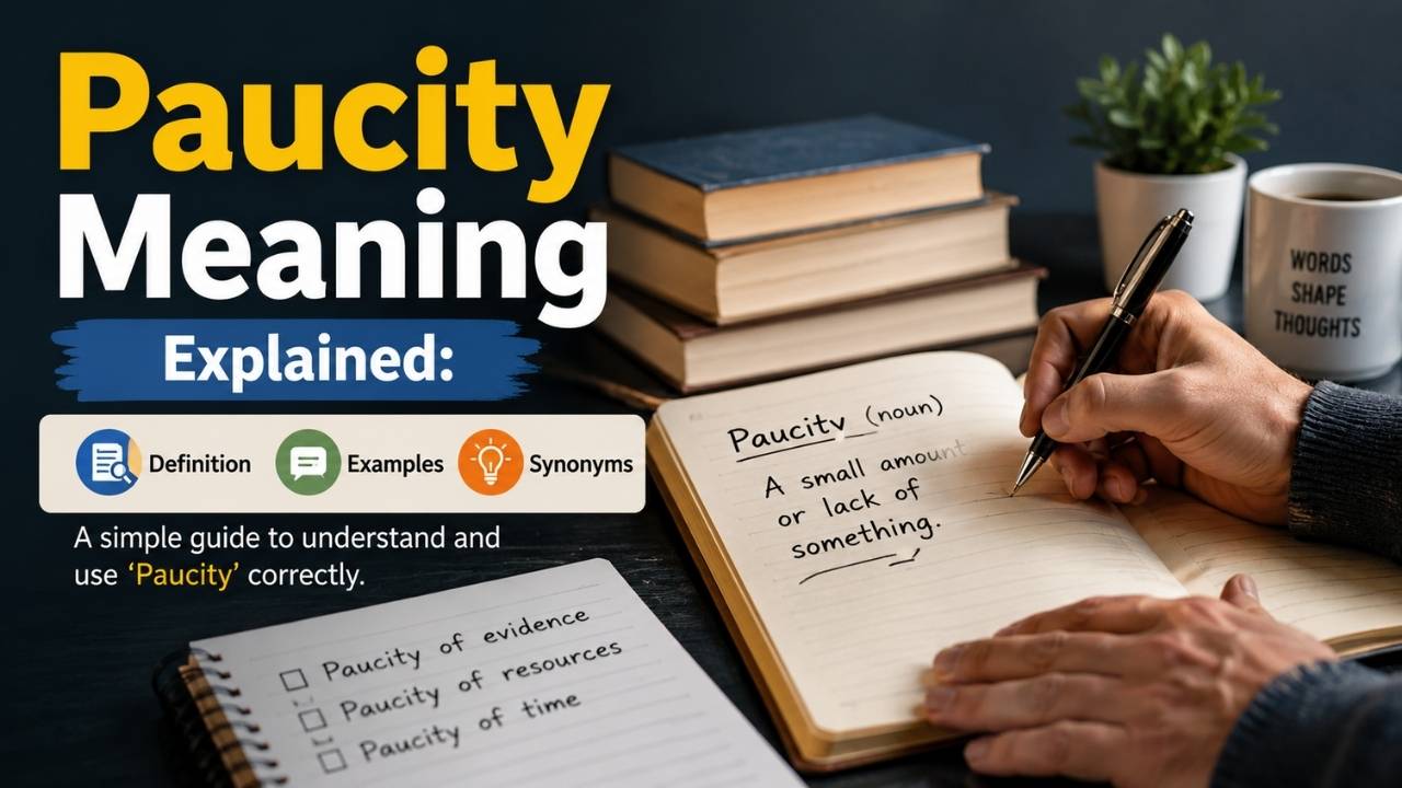 In this guide, you'll discover the Paucity Meaning, its definition, pronunciation, sentence examples, synonyms, antonyms, and the difference between paucity and similar words like scarcity